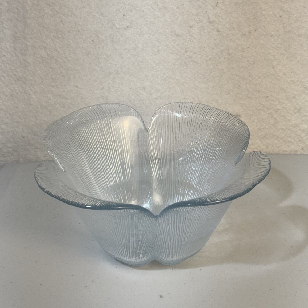 Holmegaard Garni Bowl Flower Petal Clear Glass Danish Serving Dish Copenhagen